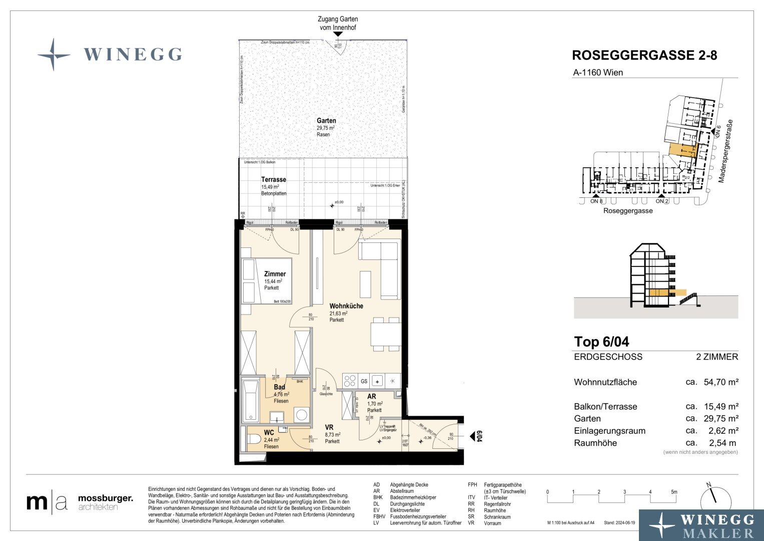 Wohnung zum Kauf 321.600 € 2 Zimmer 54,7 m²<br/>Wohnfläche EG<br/>Geschoss Roseggergasse 2-8 Wien 1160