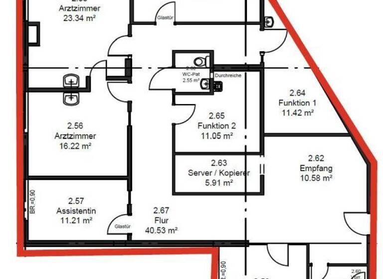 Praxis zur Miete - Erstbezug 2.100 € 7 Zimmer 176 m² Bürofläche Innenstadt Regensburg 93047
