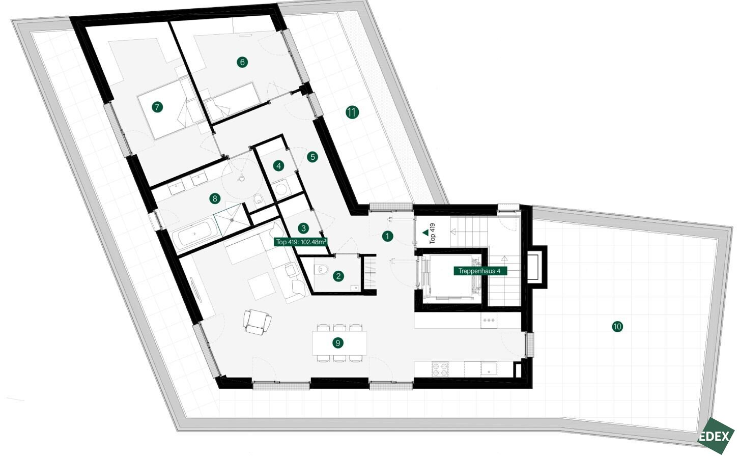 Wohnung zur Miete 1.551 € 3 Zimmer 5.<br/>Geschoss Klosterneuburg 3400