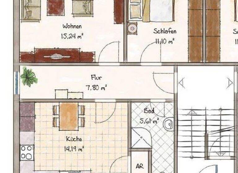 Wohnung zur Miete 385 € 2 Zimmer 55 m² EG Puschkinstraße 86 Gröben Teuchern OT Gröben 06682
