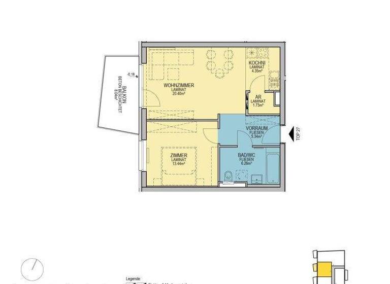 Wohnung zur Miete - Erstbezug 658 € 2 Zimmer 51,5 m² 4. Geschoss Stadionstraße Wiener Neustadt 2700
