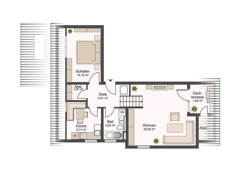 Wohnung zum Kauf provisionsfrei 295.000 € 2 Zimmer 67 m² 2. Geschoss West Landshut 84034