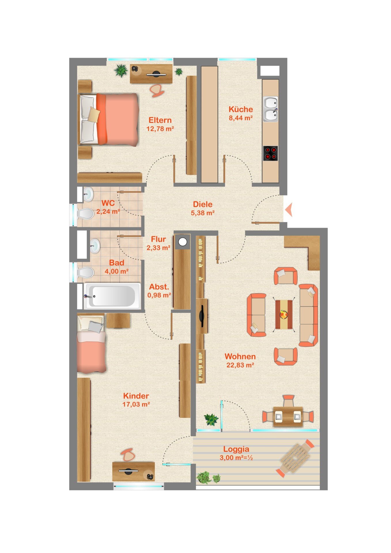 Wohnung zum Kauf provisionsfrei 599.000 € 3 Zimmer 79 m²<br/>Wohnfläche 3.<br/>Geschoss Josephsburg München 81673