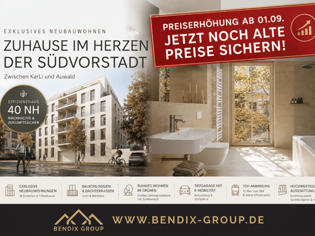 Wohnung zum Kauf - Neubau provisionsfrei 615.550 € 3 Zimmer 94,7 m² 1. Geschoss Südvorstadt Süd 04275