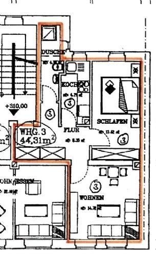 Wohnung zur Miete 280 € 2 Zimmer 44,3 m²<br/>Wohnfläche 1.<br/>Geschoss Richard Wagner Straße Pforten Gera 07551