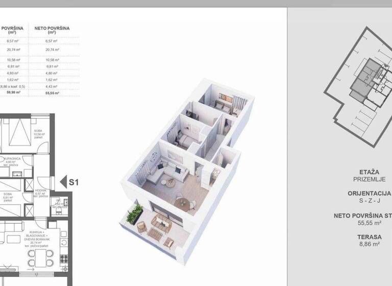 Wohnung zum Kauf 222.984 € 3 Zimmer 58,7 m² 1. Geschoss Pakostane 0