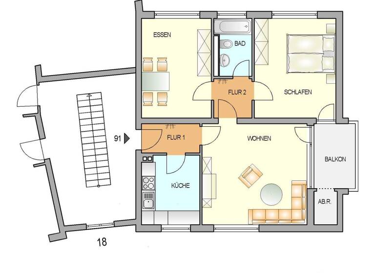 Wohnung zur Miete 425 € 3 Zimmer 65,5 m² 2. Geschoss frei ab 01.05.2026 Metzer Straße 18 Süd Remscheid 42855