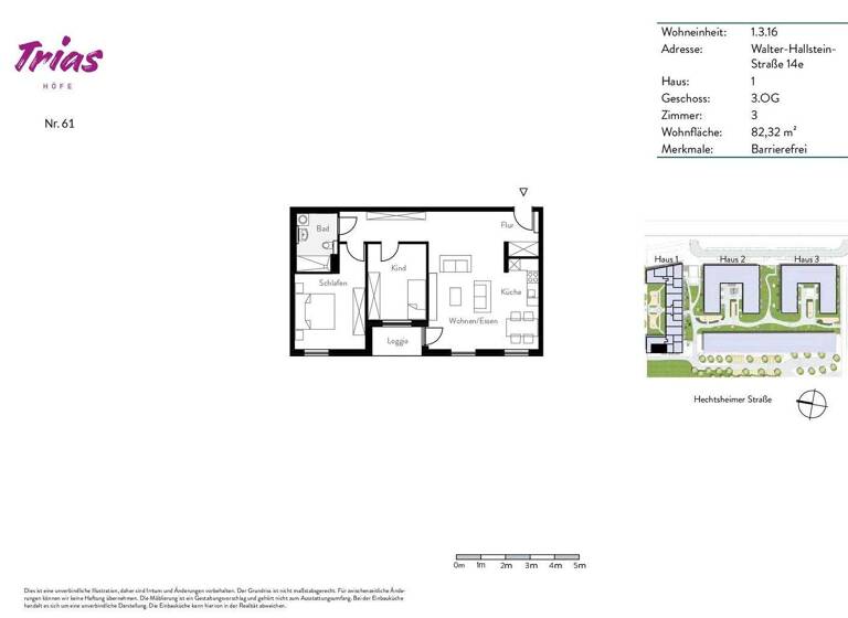 Wohnung zur Miete 1.435 € 3 Zimmer 82,3 m² 3. Geschoss frei ab 16.04.2026 Walter-Hallstein-Straße 14e Oberstadt Mainz 55130