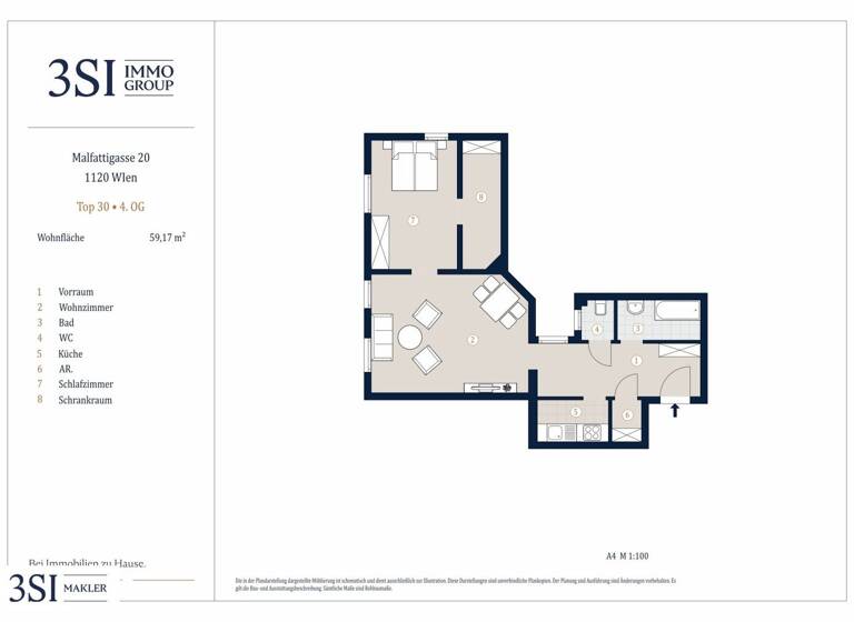 Wohnung zum Kauf 282.000 € 2 Zimmer 59,2 m² 4. Geschoss Malfattigasse 20 Wien 1120