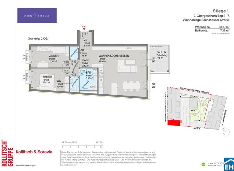 Wohnung zum Kauf - Erstbezug 629.000 € 3 Zimmer 81,7 m² 2. Geschoss Sechshauser Straße Wien 1150