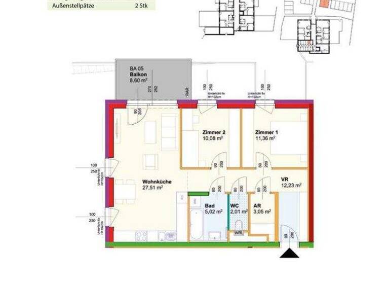 Wohnung zur Miete - Erstbezug 682 € 3 Zimmer 71,3 m² EG Geras 2093