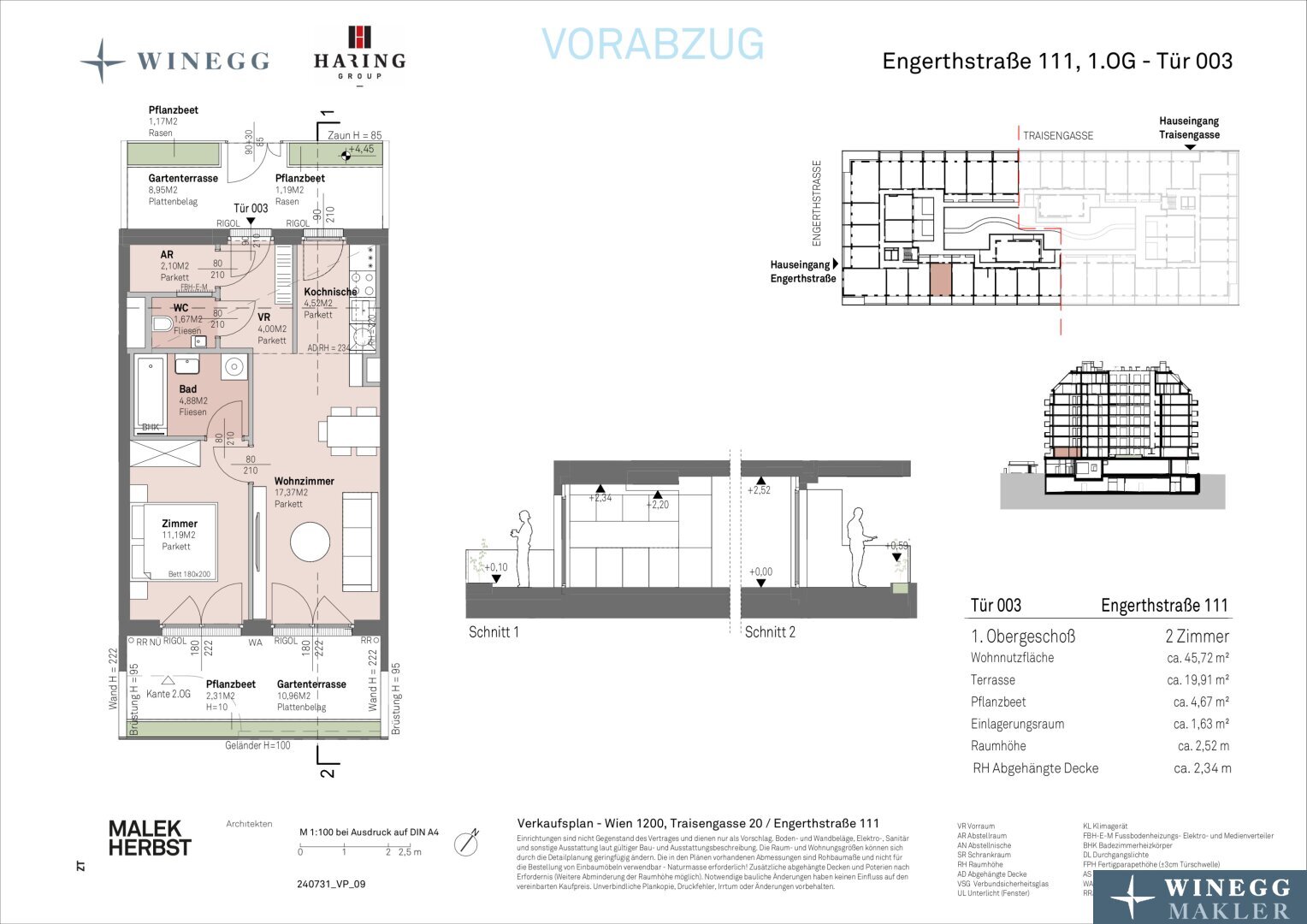 Wohnung zum Kauf 246.900 € 2 Zimmer 45,7 m²<br/>Wohnfläche 1.<br/>Geschoss Traisengasse 20-22 Wien 1200