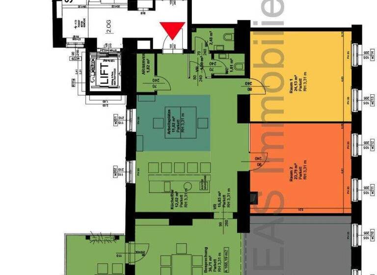 Büro zur Miete 550 € 1 Zimmer 131 m² Bürofläche Wien 1100