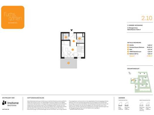 Wohnung zur Miete 650 € 1 Zimmer 37,6 m² frei ab 01.01.2026 Erich-Ollenhauer-Straße 37a Boxdorf Nürnberg 90427