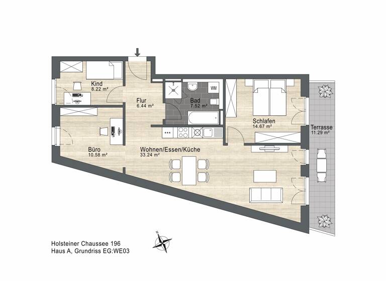 Wohnung zum Kauf - Neubau 531.100 € 3 Zimmer 86,3 m² EG Holsteiner Chaussee 196 Schnelsen Hamburg 22457