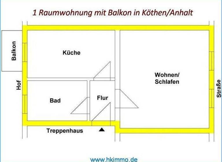 Studio zur Miete 221 € 1 Zimmer 40,2 m² 2. Geschoss Köthen 06366