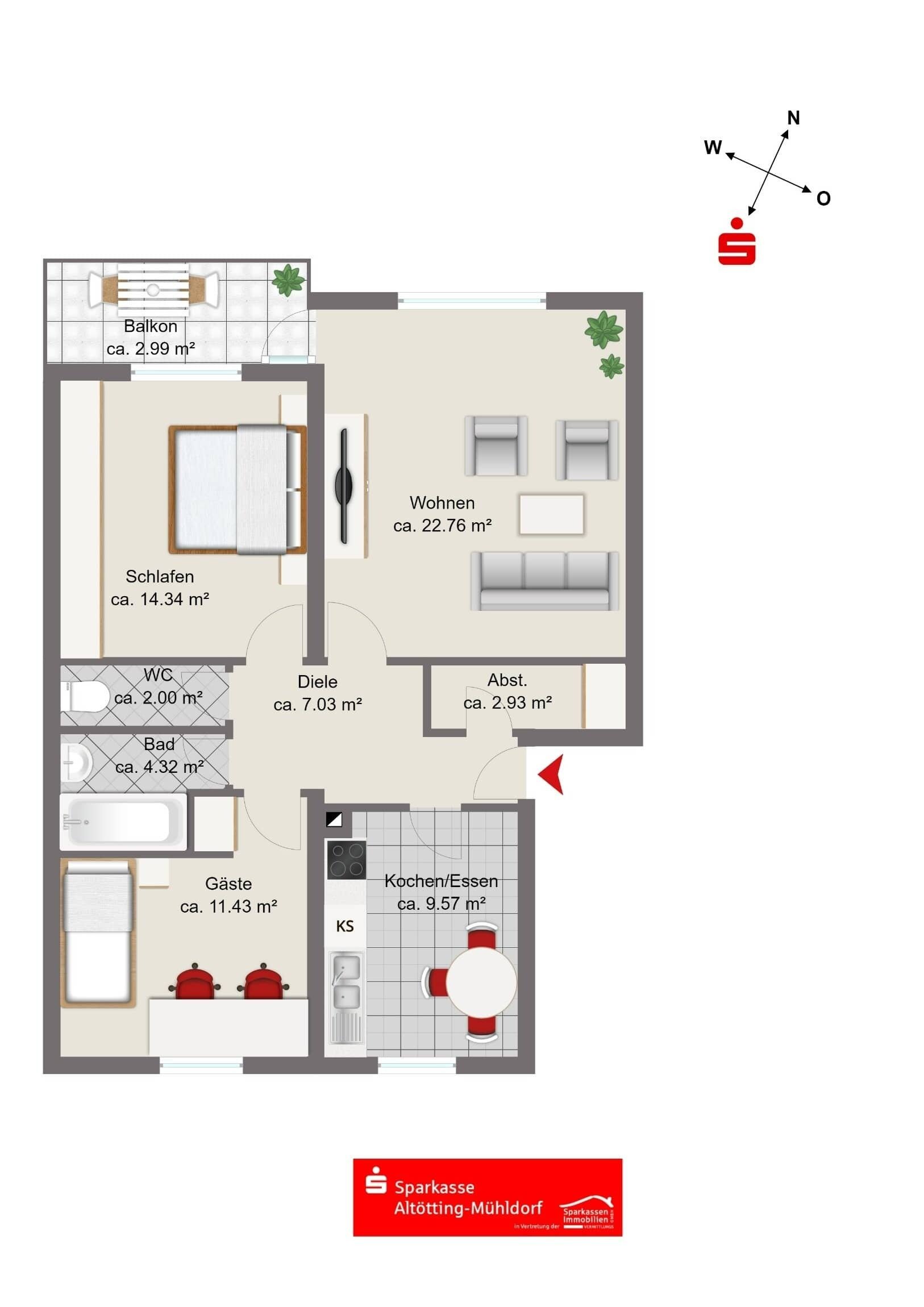 Wohnung zum Kauf 185.000 € 3 Zimmer 75 m²<br/>Wohnfläche Töging Töging 84513