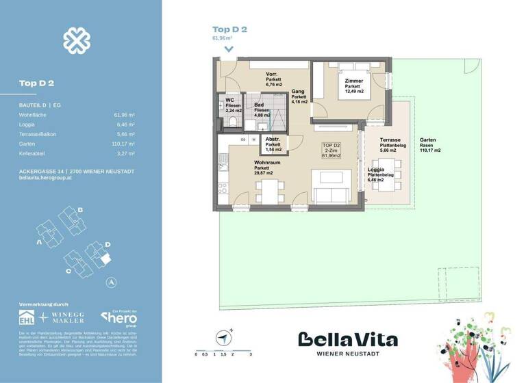 Wohnung zum Kauf provisionsfrei 329.900 € 2 Zimmer 62 m² EG Ackergasse 14 Wiener Neustadt 2700