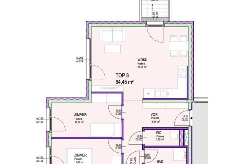 WG-Zimmer zum Kauf - Erstbezug 332.220 € 3 Zimmer 64,7 m² 1. Geschoss Kirchenplatz Groß-Enzersdorf 2301