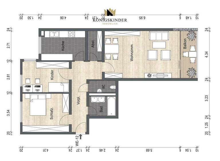 Wohnung zum Kauf 379.000 € 3 Zimmer 92 m² Waiblingen 71334