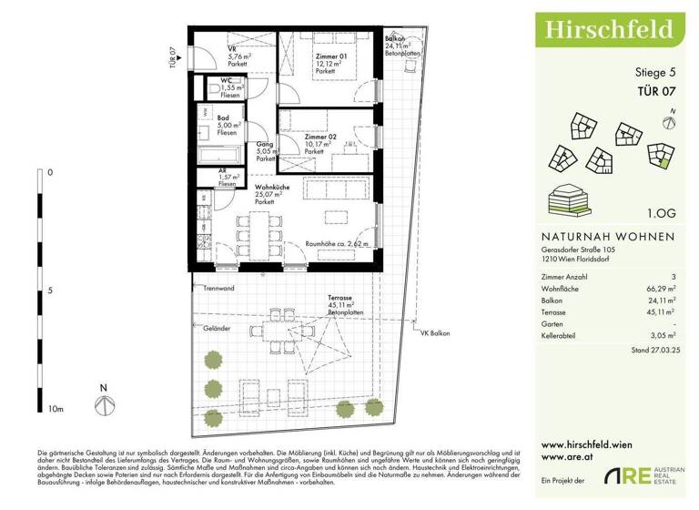 Wohnung zum Kauf - Erstbezug 460.000 € 3 Zimmer 66,2 m² 1. Geschoss Wien 1210
