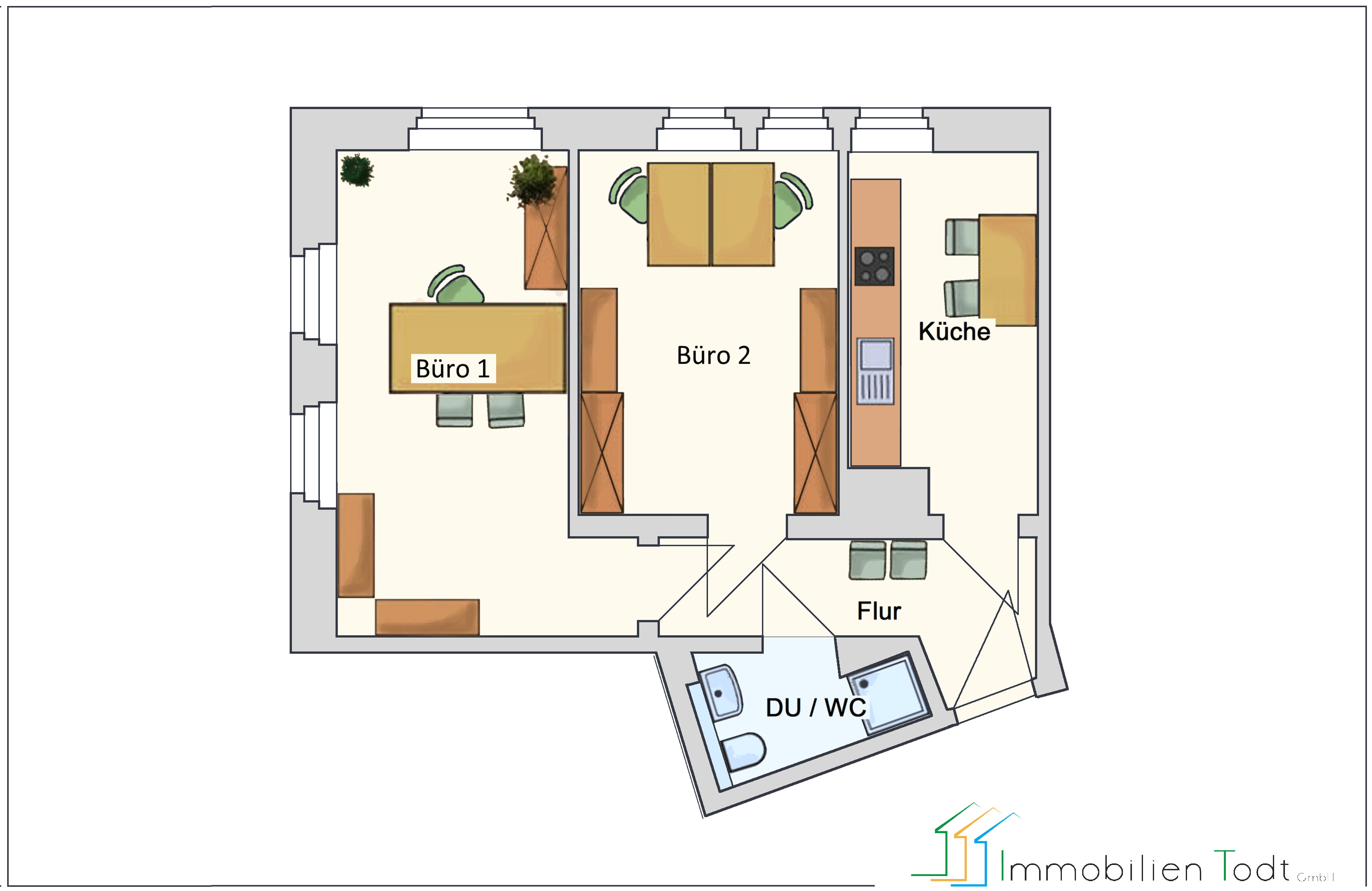 Bürofläche zur Miete 270 € 2 Zimmer 57 m²<br/>Bürofläche Liebknechtstraße 80 Siedlung Neundorf Plauen 08523