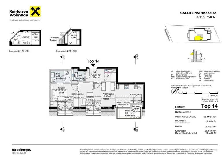 Wohnung zum Kauf - Erstbezug provisionsfrei 452.700 € 2 Zimmer 50,9 m² 2. Geschoss Gallitzinstraße Wien,Ottakring 1160