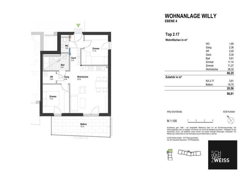 Wohnung zum Kauf - Erstbezug 499.000 € 3 Zimmer 66,3 m² 4. Geschoss Kufstein 6330