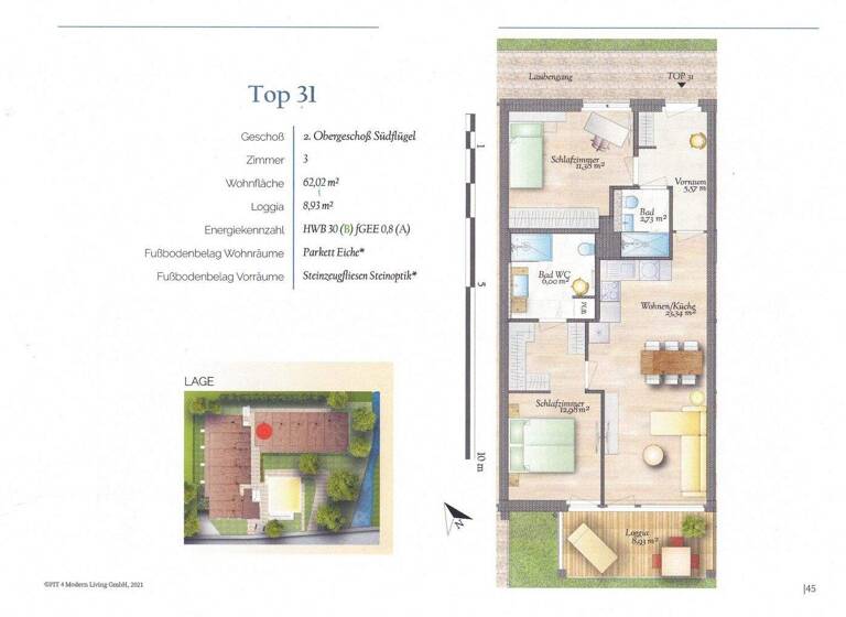 Wohnung zur Miete 805 € 3 Zimmer 62 m² 2. Geschoss Pitten 2823