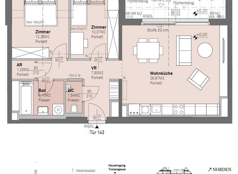 Wohnung zum Kauf - Erstbezug 528.100 € 3 Zimmer 65,3 m² 7. Geschoss frei ab 30.06.2028 Engerthstraße 111 Wien 1200