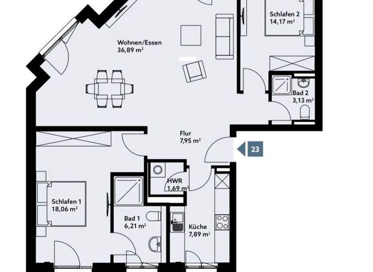 Wohnung zum Kauf - Erstbezug provisionsfrei 589.000 € 3 Zimmer 100,6 m² 2. Geschoss Gete Bremen 28329