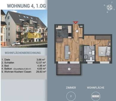 Wohnung zur Miete 780 € 2 Zimmer 55,7 m² 1. Geschoss frei ab 01.09.2025 Eibach Nürnberg 90451
