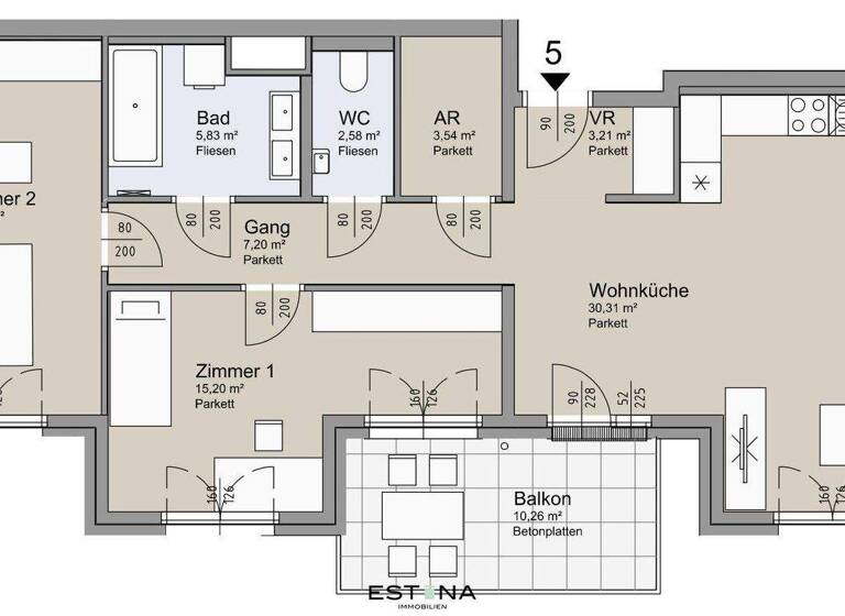 Wohnung zum Kauf - Erstbezug 553.000 € 3 Zimmer 85,1 m² 1. Geschoss Leystraße Wien 1200