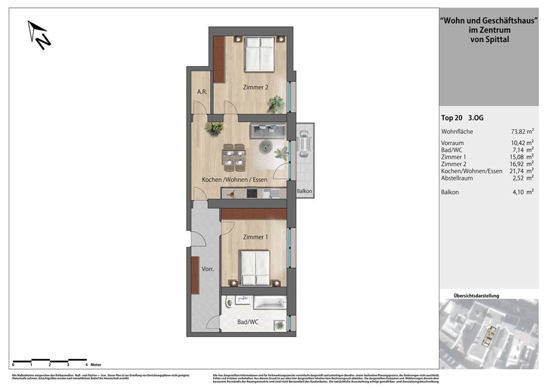 Wohnung zur Miete 800 € 3 Zimmer 73,8 m²<br/>Wohnfläche 3.<br/>Geschoss 01.01.2025<br/>Verfügbarkeit Hauptplatz Nr. 17 Spittal an der Drau 9800