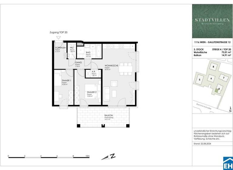 Wohnung zum Kauf - Erstbezug 625.900 € 3 Zimmer 73 m² 3. Geschoss Erdbrustgasse Wien 1160