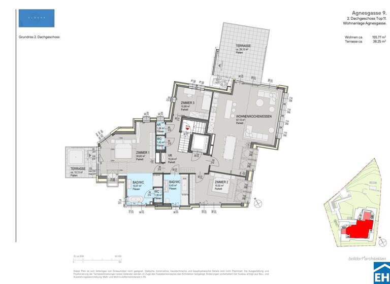 Wohnung zum Kauf - Erstbezug 1.922.800 € 4 Zimmer 155,8 m² 4. Geschoss Agnesgasse Wien 1190