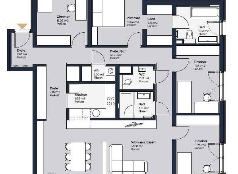 Wohnung zum Kauf - Erstbezug 850.000 € 5 Zimmer 130,1 m² 2. Geschoss Achau 2481