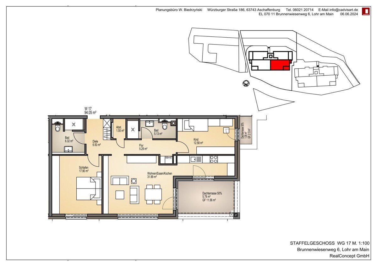 Penthouse zum Kauf 464.600 € 3 Zimmer 94,1 m²<br/>Wohnfläche 3.<br/>Geschoss Lohr Lohr am Main 97816