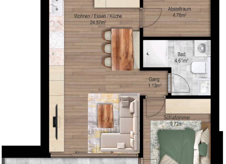 Wohnung zum Kauf provisionsfrei 335.000 € 2 Zimmer 44,8 m² 2. Geschoss Lange Äcker 10 Dornbirn 6850