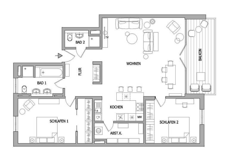 Wohnung zur Miete 3.840 € 3 Zimmer 115 m² 3. Geschoss Gallus Frankfurt am Main 60327