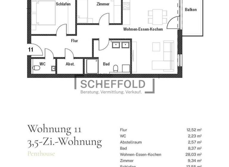 Wohnung zum Kauf provisionsfrei 364.900 € 3,5 Zimmer 79 m²<br/>Wohnfläche Dachgeschoss, 2.<br/>Geschoss Mietingen Mietingen 88487