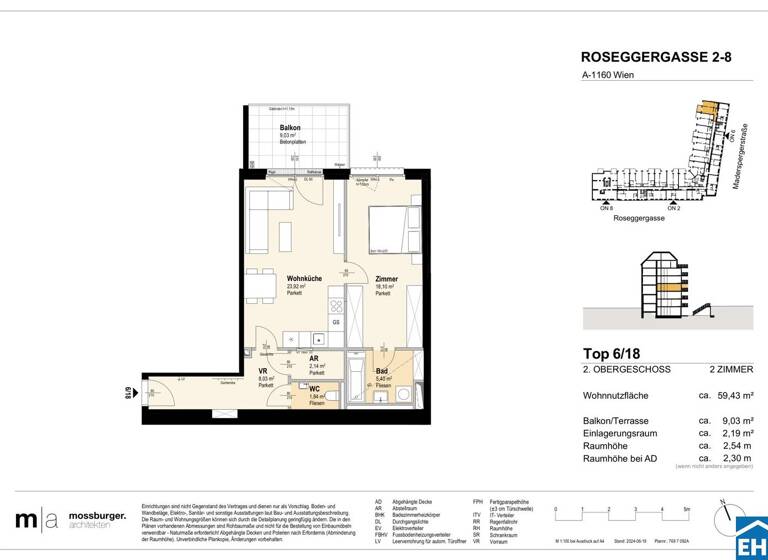 Wohnung zum Kauf - Erstbezug 362.600 € 2 Zimmer 59,4 m² 2. Geschoss Roseggergasse Wien 1160