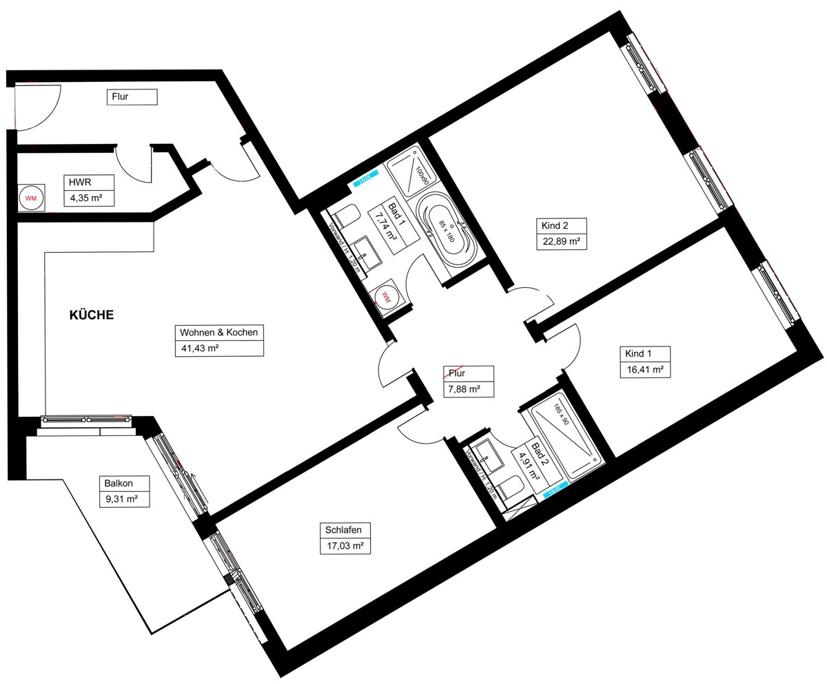 Wohnung zur Miete 1.904 € 4 Zimmer 136 m²<br/>Wohnfläche 1.<br/>Geschoss Gneisenaustraße 12 Zentrum - Nord Leipzig 04105