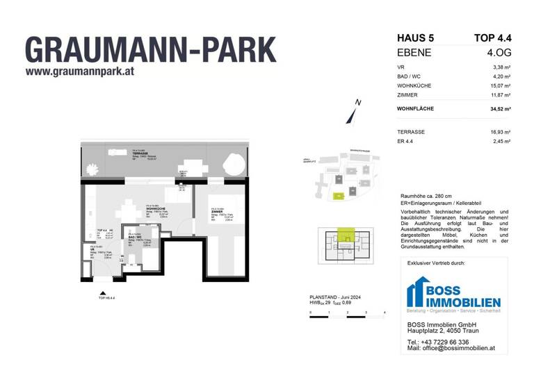 Wohnung zum Kauf - Erstbezug 193.160 € 2 Zimmer 34,5 m² 4. Geschoss Graumannpark 5 Traun 4050