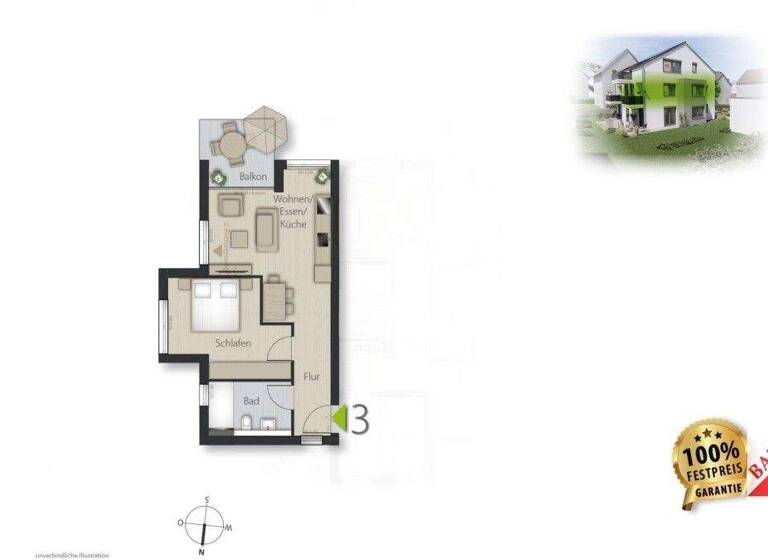 Wohnung zum Kauf - Neubau provisionsfrei 419.000 € 2 Zimmer 48 m² Rohr Stuttgart 70565