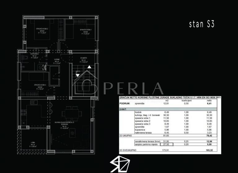 Wohnung zum Kauf 502.377 € 4 Zimmer 103 m² 2. Geschoss Stanovi, Zadar Jazine - Bili brig