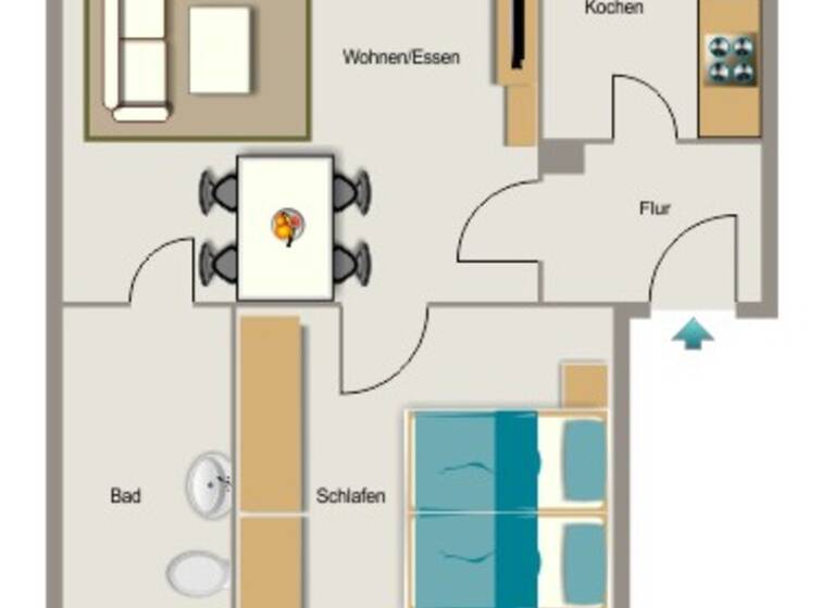 Wohnung zur Miete 361 € 2,5 Zimmer 41,5 m² 1. Geschoss Baltzstraße 4 Wanne-Süd Herne 44652