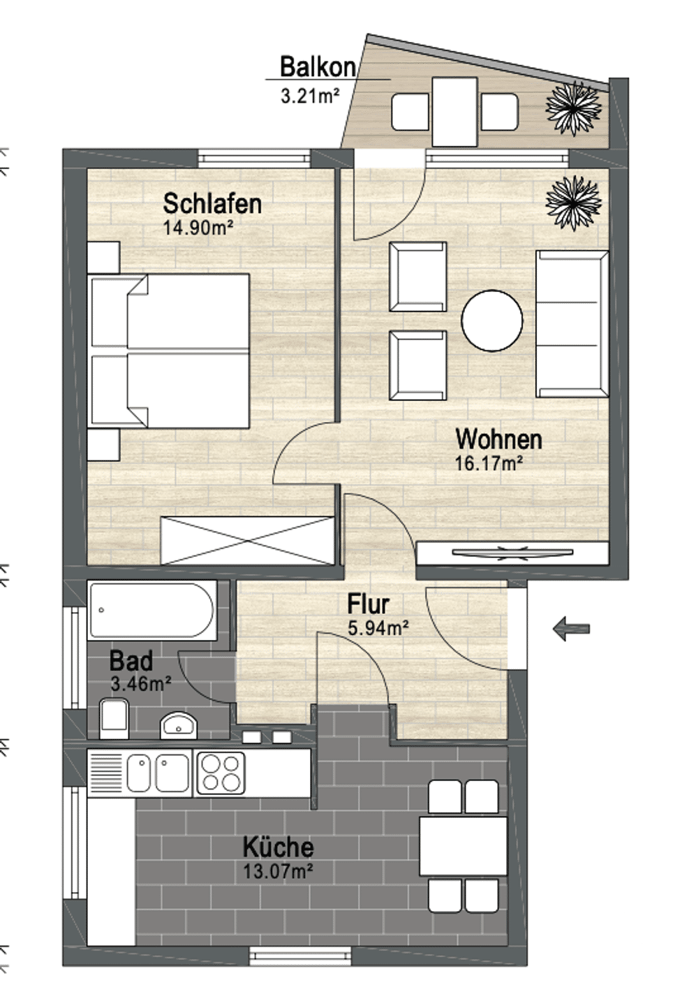 Wohnung zum Kauf 99.000 € 2 Zimmer 55 m²<br/>Wohnfläche 2.<br/>Geschoss Rabenberg Wolfsburg 38444