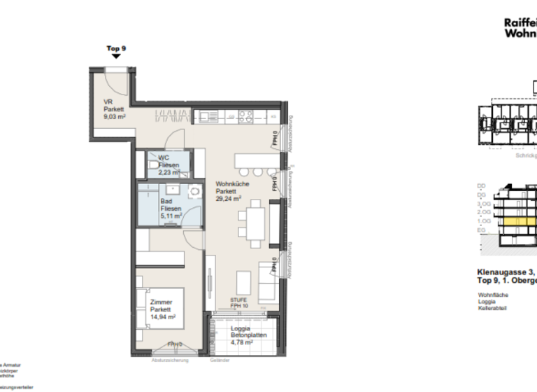 Wohnung zum Kauf provisionsfrei 399.500 € 2 Zimmer 60,6 m² 1. Geschoss Wien 1220