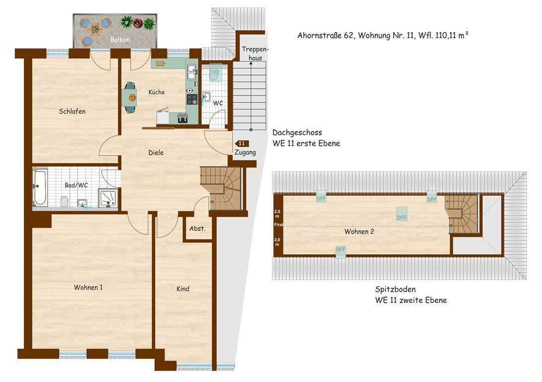 Maisonette zur Miete 750 € 4 Zimmer 110 m²<br/>Wohnfläche 3.<br/>Geschoss 01.04.2025<br/>Verfügbarkeit Ahornstraße 62 Kaßberg 915 Chemnitz 09112